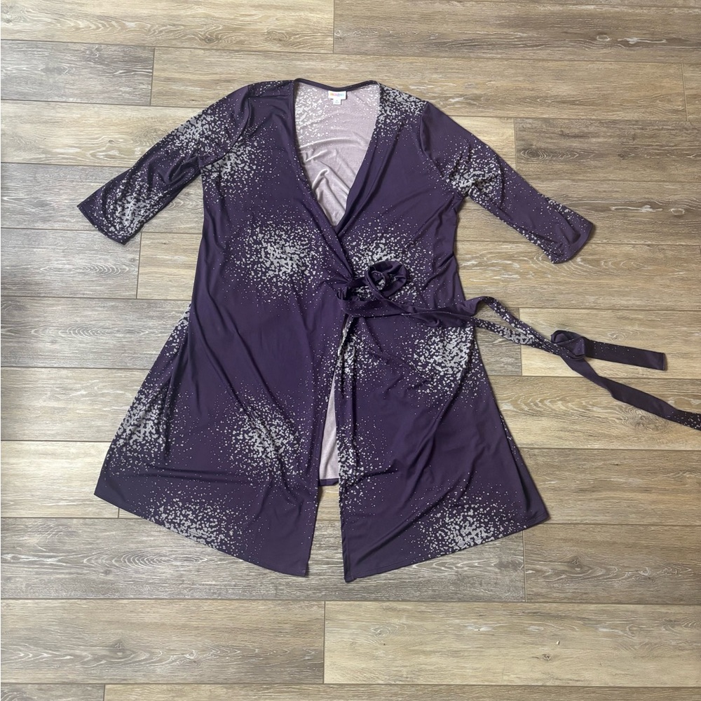 Lularoe Michelle Wrap Dress Sz XL Purple Boho City Office Church Spring Comfort